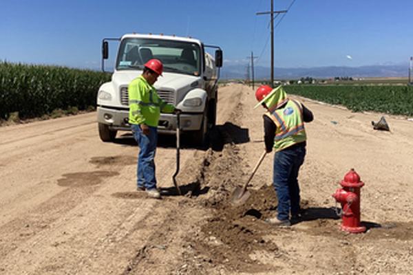 Fire hydrant installation along a county road