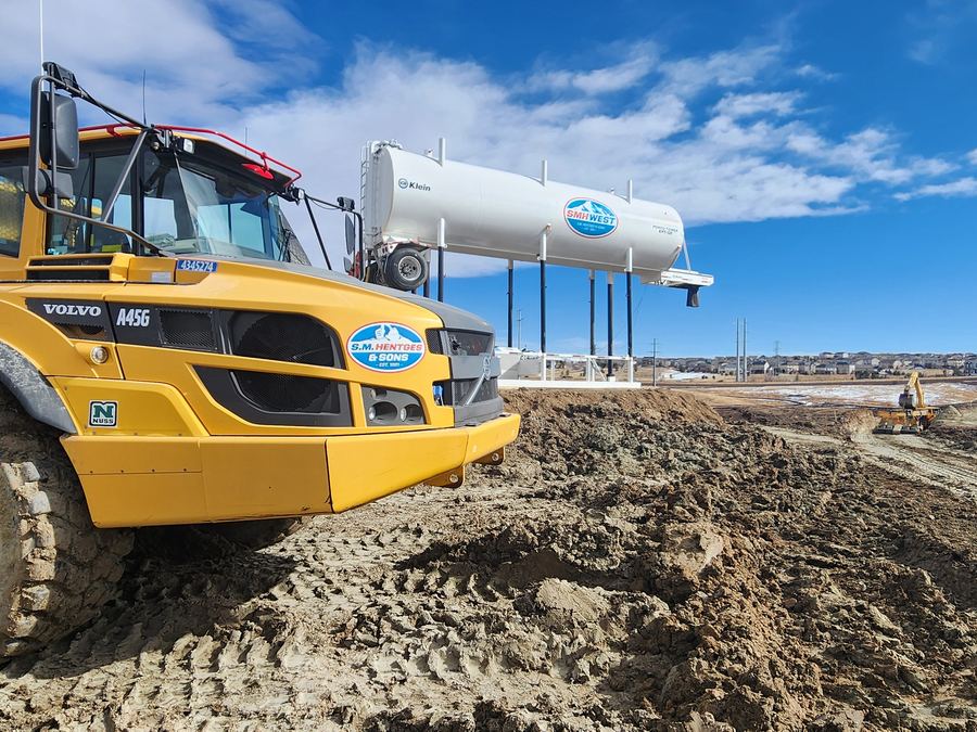 SMH West articulated haul truck on a Front Range grading site